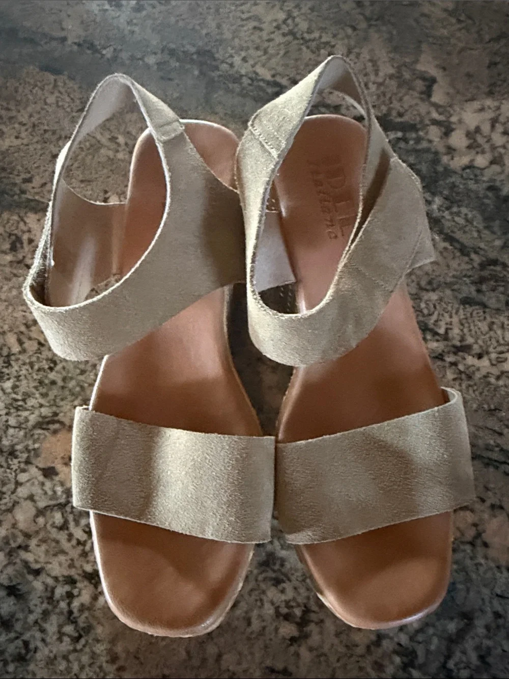 Neutral Tan Suede Platform Sandals with Woven-Texture Sole